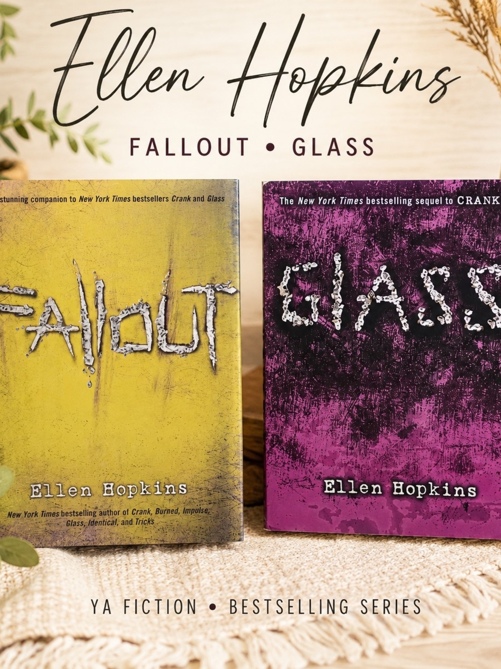 Ellen Hopkins Fallout & Glass Paperback & Hardback Set